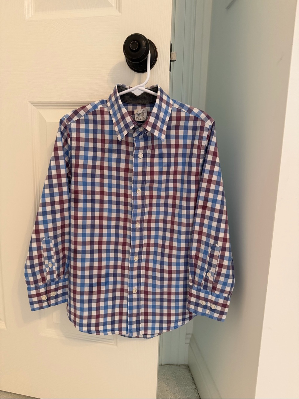 Crewcuts Blue & Burgundy Plaid Button-Down Shirt  -  Size 7/8